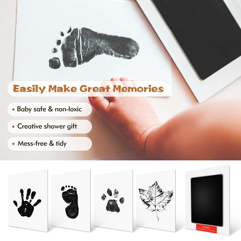 Lorzot Baby Footprint Kit, 4-Pack Inkless Hand and Footprint Kit, Clean-Touch Baby Hand and Footprint Kit Dog Paw Print Kit Dog Nose Print Kit for Newborn and Pet, 4 Ink Pads and 8 Imprint Cards - Image 2